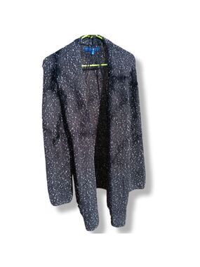 Apt. 9 Cardigan Sweater Black with Silver Threads Size XL